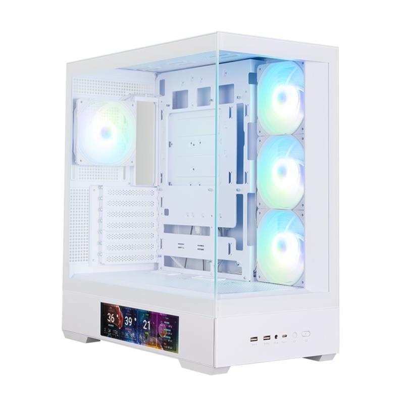 Корпус Zalman P40 DS без БЖ, 2xUSB3.0, 1x Type C, 3x120мм ARGB Reverse, 1x120мм ARGB, VGA 420мм, LCS ready, TG Side/Front Panel, Display, ATX, білий