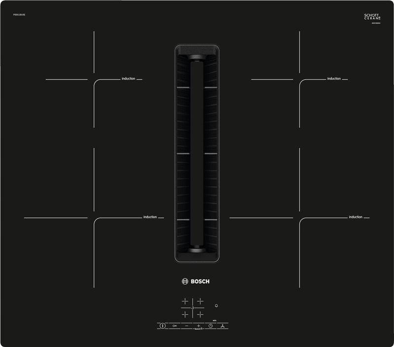 Варочная поверхность с вытяжкой Bosch PIE611B15E - индукция/60см/4конф/черный