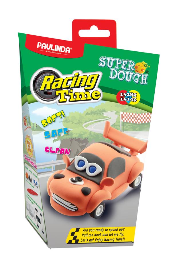 Масса для лепки Paulinda Super Dough Racing time Машинка оранжевая, инерционный механизм PL-081161-3