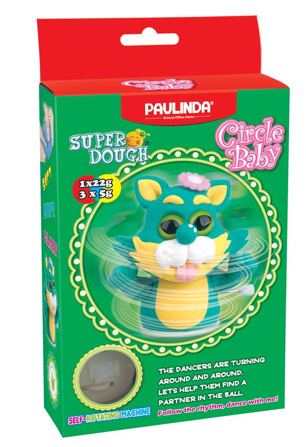 Масса для лепки Paulinda Super Dough Circle Baby Кот заводной механизм, зеленый PL-081177-3