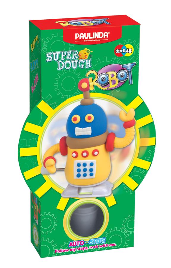 Масса для лепки Paulinda Super Dough Robot заводной механизм (шагает), желтый PL-081178-2