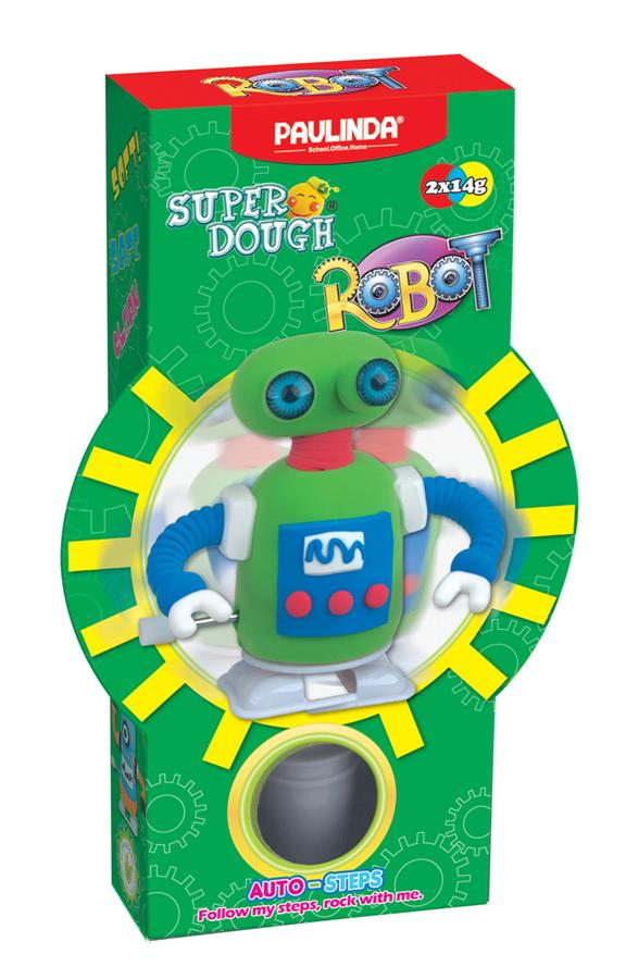 Масса для лепки Paulinda Super Dough Robot заводной механизм (шагает), зеленый PL-081178-5