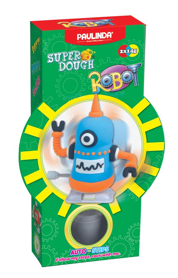 Масса для лепки Paulinda Super Dough Robot заводной механизм (шагает), голубой PL-081178-6