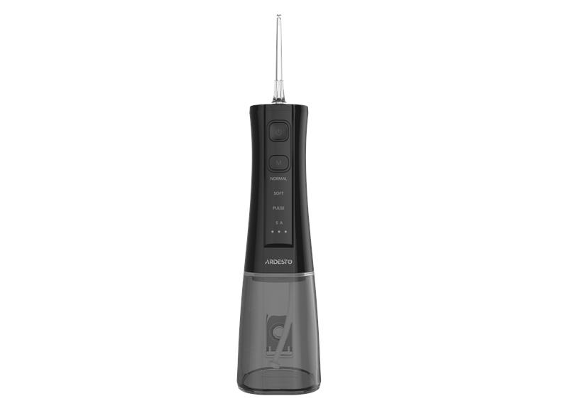 Іригатор ARDESTO портативний, чаша 300 мл, Li-ion акум., в компл. чохол, 6 насадок, USB-C > USB-A, чорний