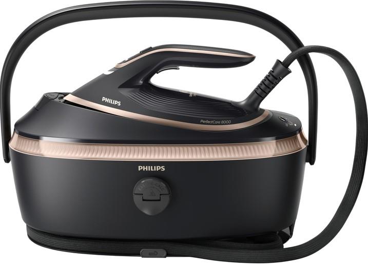 Парогенератор Philips PerfectCare 8000, 3120Вт, 1400мл, паровий удар -800гр, верт. відпарювання, нерж. сталь, чорний