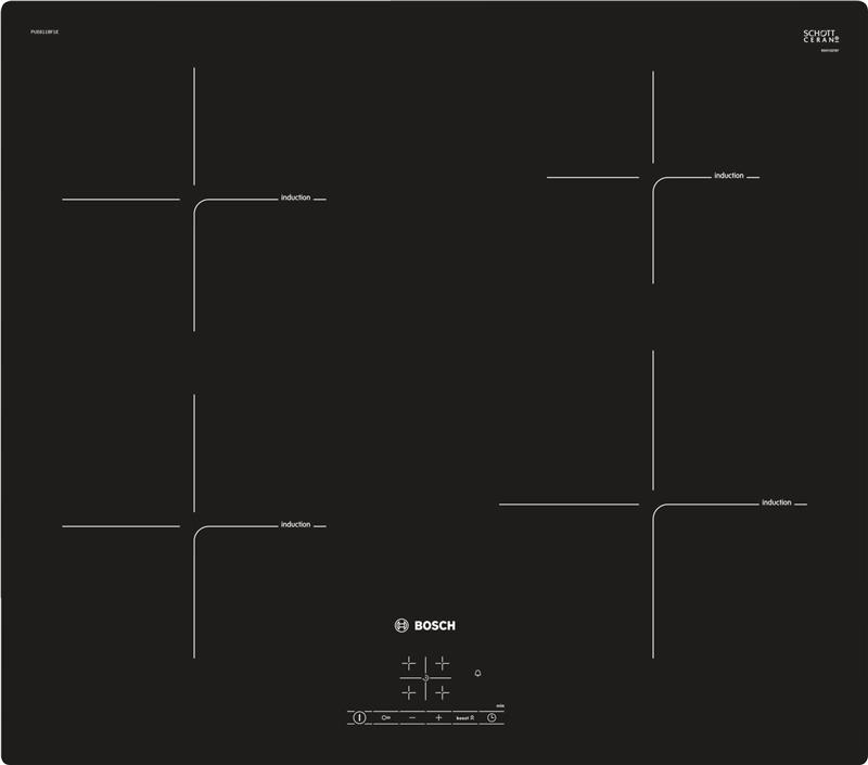 Варочная поверхность индукционная Bosch PUE611BF1E -60см/4 конф/сенсор/черный