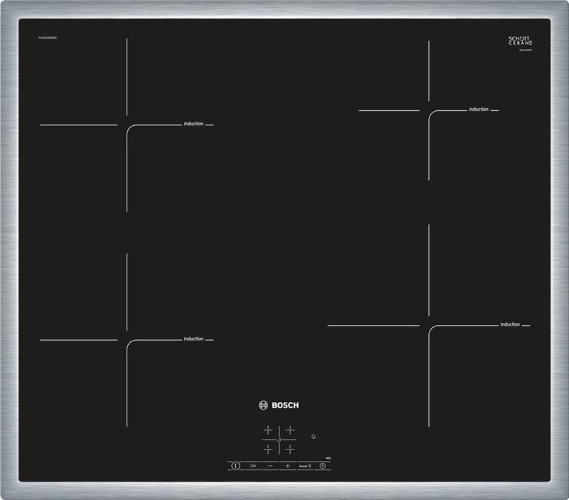 Встраиваемая индукционная поверхность Bosch PUE645BB2E - Ш-60см./4 конфорки/сенсор/черная
