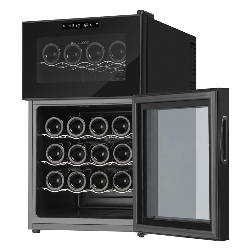 Винотека Philco PW24FD/2 зоны/24 бутылок/70л./температур 8-18 С/Led-подсветка/сенсор/дисплей/черный