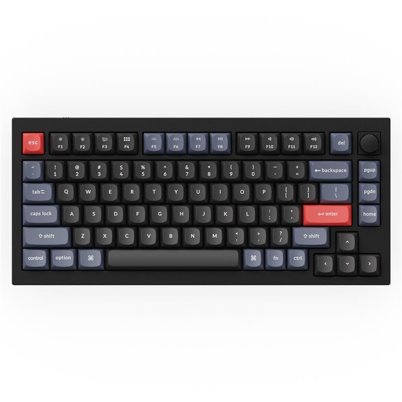 Клавіатура механічна Keychron Q1 84Key, Gateron G PRO Brown, USB-A, Hot-Swap, QMK, Knob, EN, RGB, Чорний