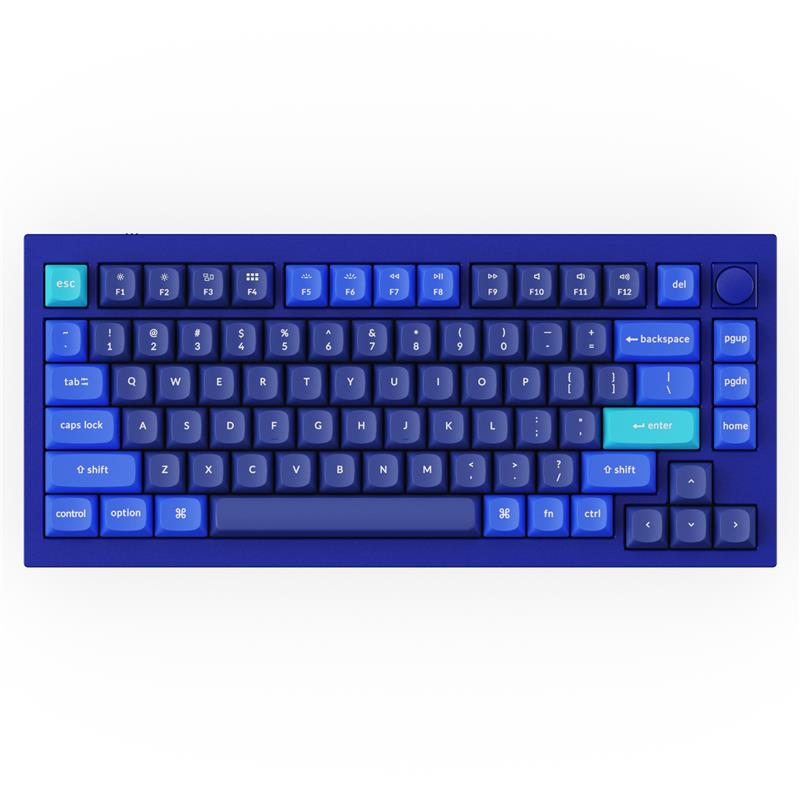 Клавіатура механічна Keychron Q1 84Key, Gateron G PRO Red, USB-A, Hot-Swap, QMK, Knob, EN, RGB, Синій
