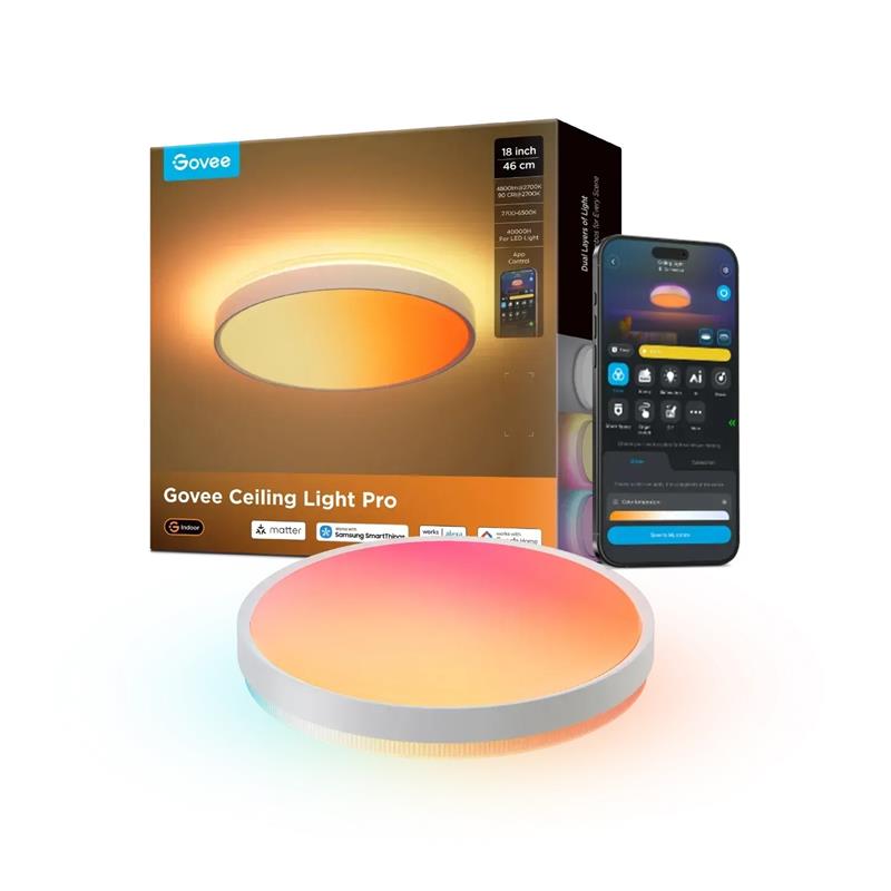 Потолочний світильник Govee R1250 46cm Smart Ceiling Light Pro, RGBICWW, WI-FI/Bluetooth, білий