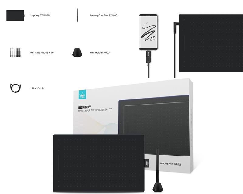 Графічний планшет Huion 11"x6.8" RTP-700, USB-C, чорний