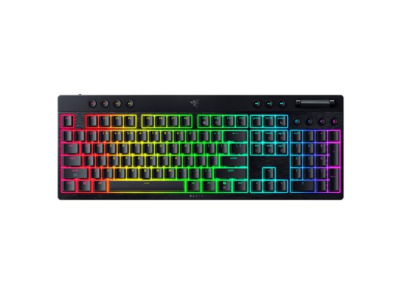Клавіатура механічна Razer BlackWidow V4 Low-profile HyperSpeed, 104key, Green Switch, USB-A/WL/BT, EN, RGB, чорний