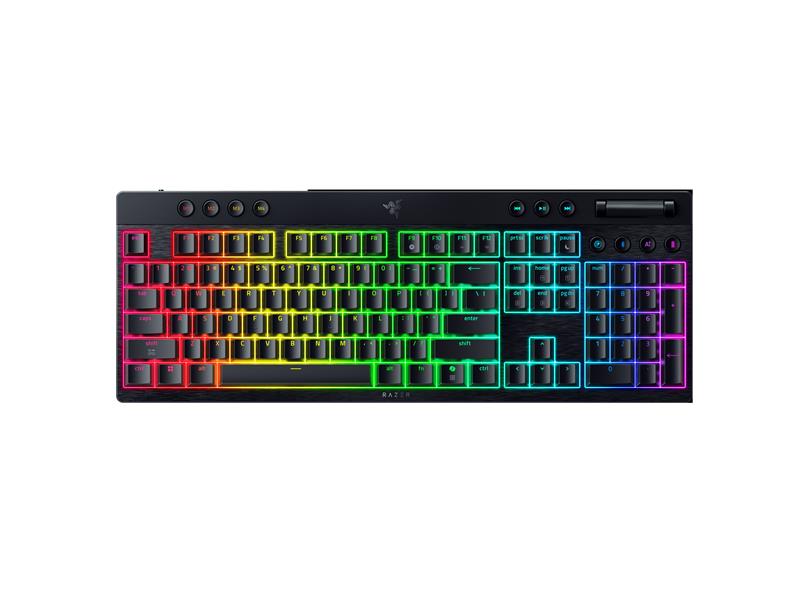 Клавіатура механічна BlackWidow V4 Low-profile HyperSpeed, 104key, Orange Switch, USB-A/WL/BT, EN, RGB, чорний