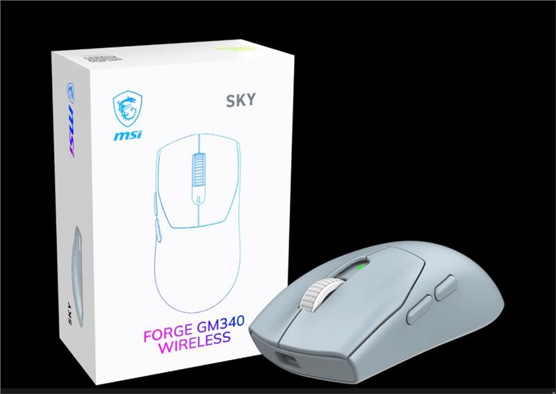 Миша MSI FORGE GM340 W SKY, WIRELESS, RGB, WL, синій