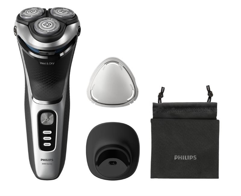 Бритва електр. Philips Series 3000, бритв.головок-3, Li-Ion, сух.+волог., тример,індикатор заряду, чохол, сірий