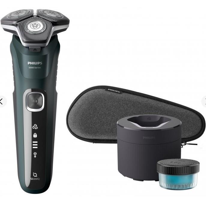 Бритва електр. Philips роторна Series 5000, 9Вт, бритв.головок-3, Li-Ion, сух.+волог., тример, чорно-зелений