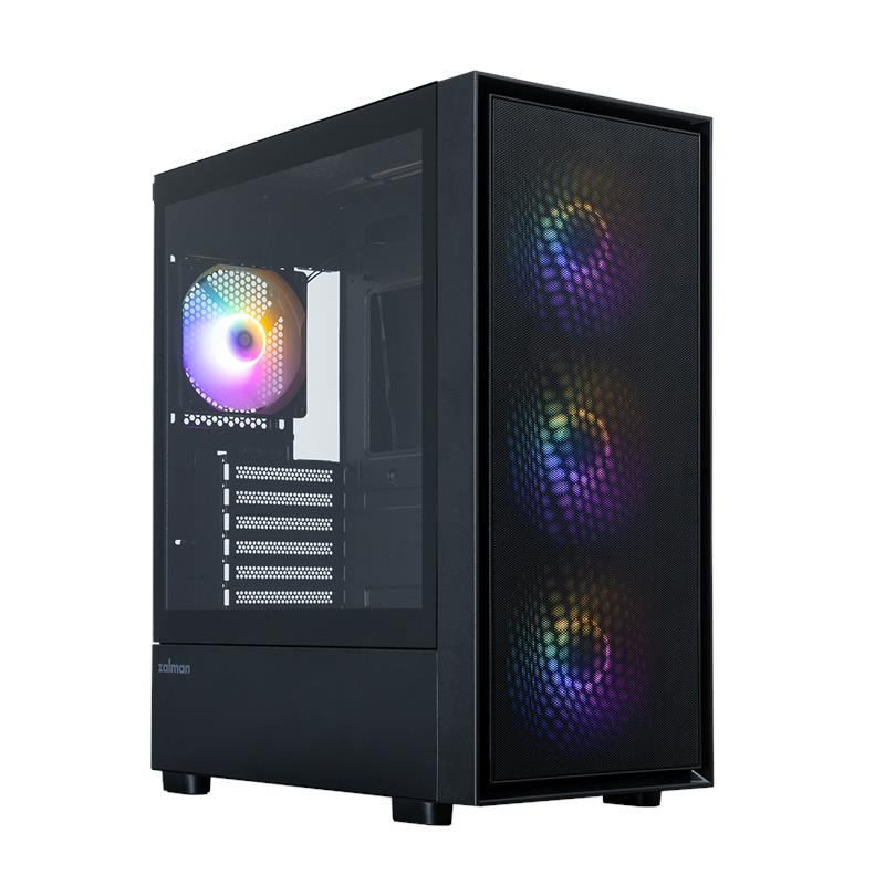 Корпус Zalman S6 без БЖ, 1xUSB3.0, 1xUSB2.0, 1xUSBType-C, 3x140мм RGB, 1x120мм RGB, VGA 415мм, LCS ready, TG Side Panel, ATX, чорний