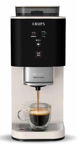 Кавомашина Krups Coffee Crush, 1.8л, зерно, ОLED дисплей, авторецептів - 2, метал, чорно-бежевий