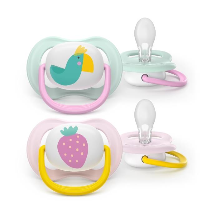 Пустушка Avent Ultra Air, 0-6 міс., 2шт, дизайн для дівчат.