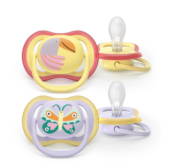 Пустушка Avent Ultra Air, 0-6 міс., 2 шт, дизайн для дівчат.