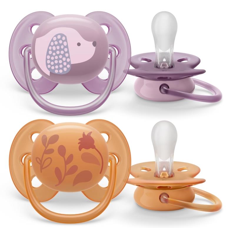 Пустушка Avent Ultra Soft, 6-18 міс., дизайн для дівчат, 2 шт.