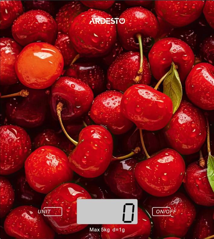 Ваги ARDESTO кухонні CHERRY, 5кг, AAAx2 в комплекті, скло, багатокольоровий