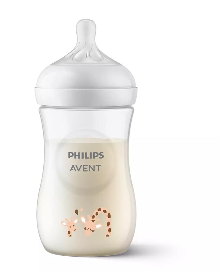Пляшка для годування Avent Natural 260мл, Природний потік, жираф