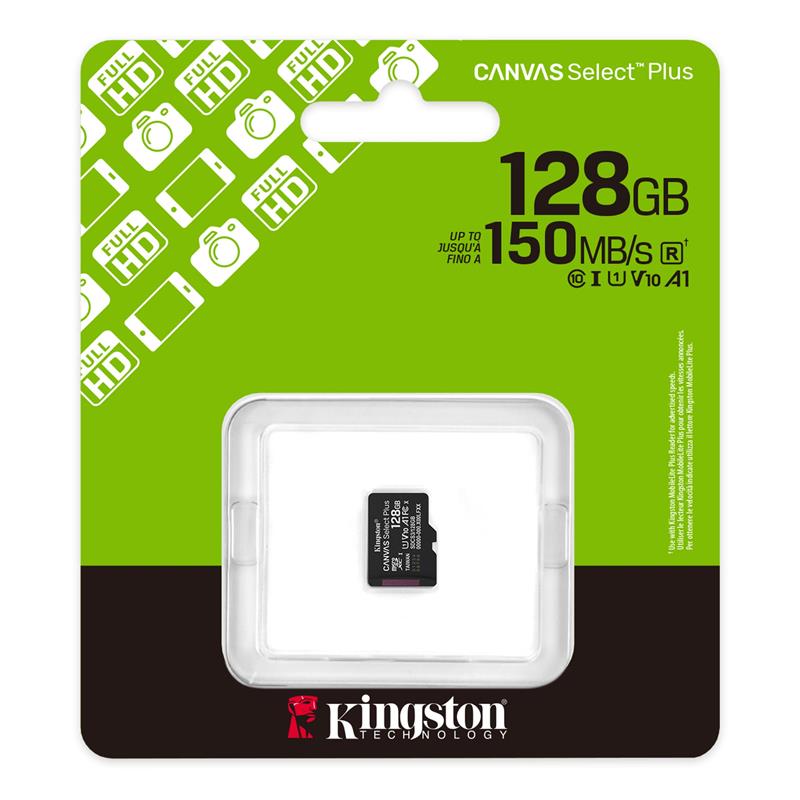 Карта пам'яті Kingston microSD 128GB C10 UHS-I A1 V10 R150MB/s