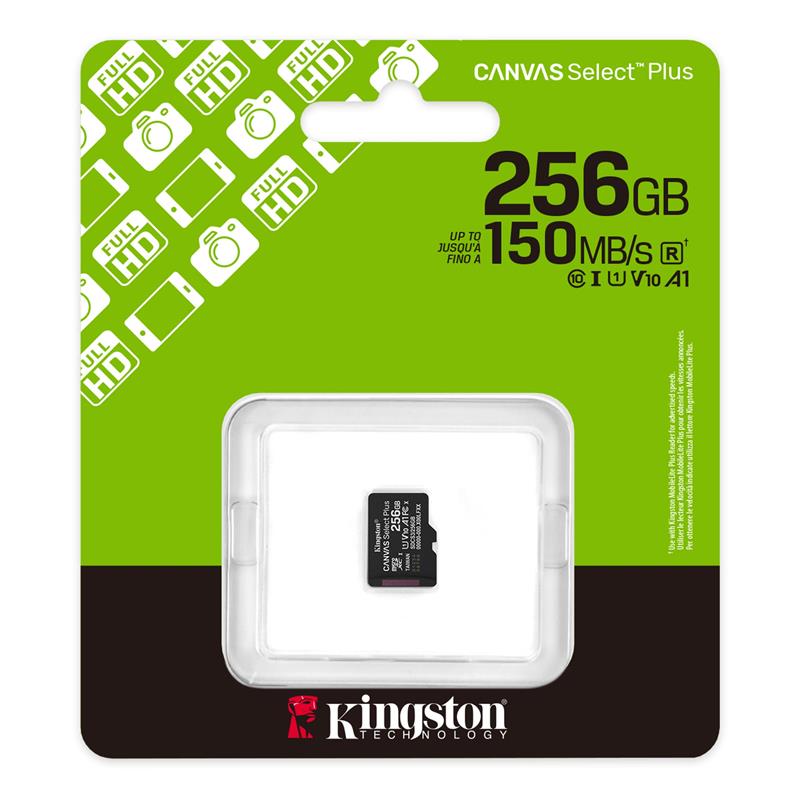 Карта пам'яті Kingston microSD 256GB C10 UHS-I A1 V10 R150MB/s
