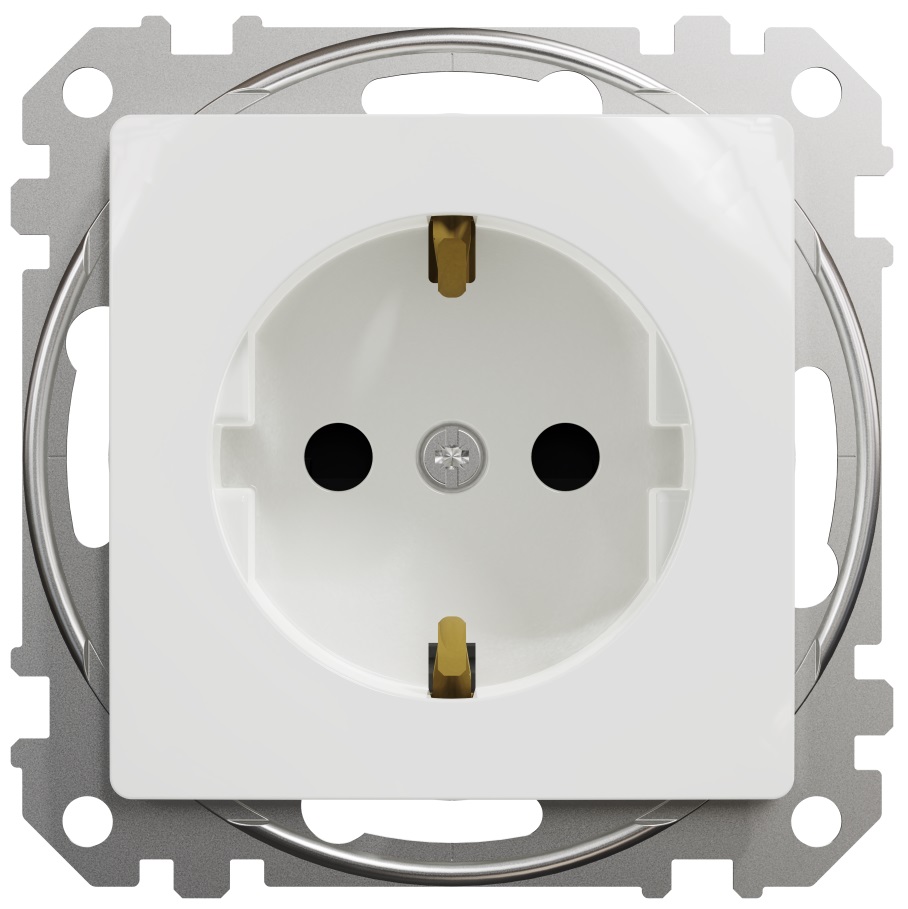 Розетка з заземлення та зі шторками Schneider Electric, Sedna Design (білий)