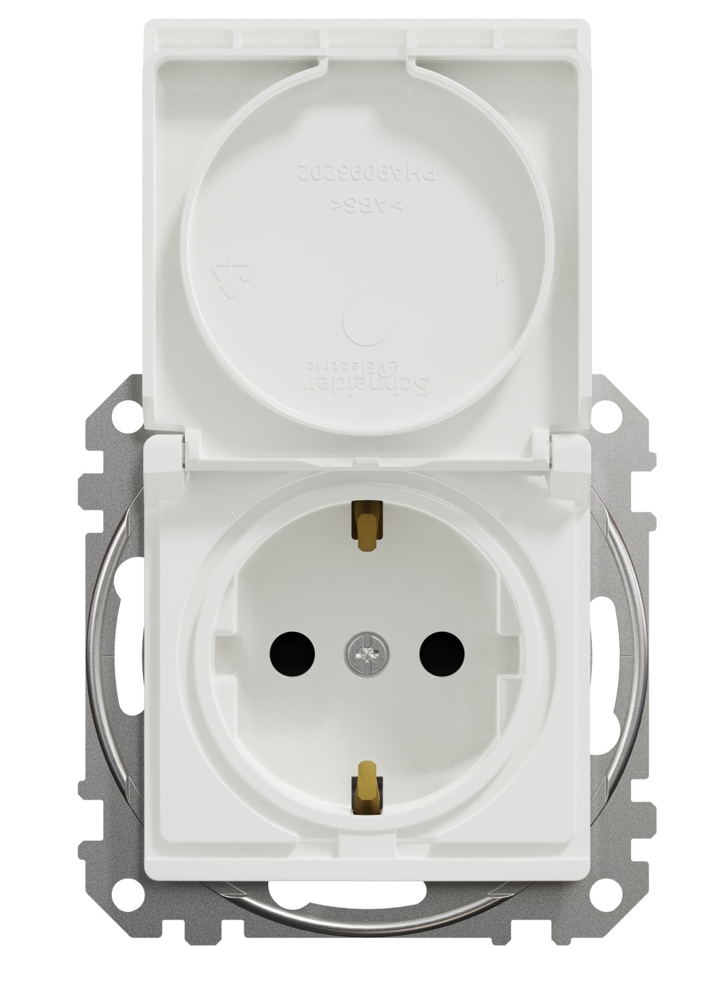 Розетка з заземленням, зі шторками та кришкою Schneider Electric, Sedna Design (білий)