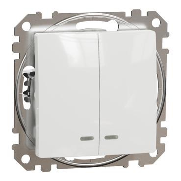 Вимикач 2-клавішний з підсвіткою Schneider Electric, Sedna Design (білий)