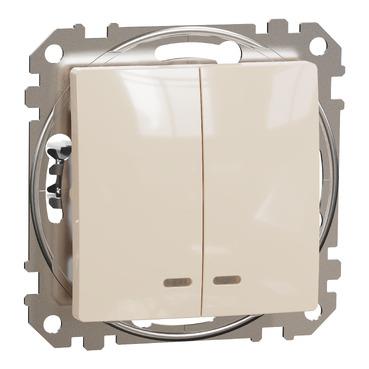 Вимикач 2-клавішний з підсвіткою Schneider Electric, Sedna Design (бежевий)