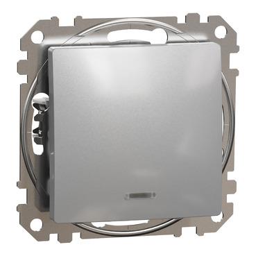Вимикач 1-клавішний з підсвіткою Schneider Electric, Sedna Design (алюміній)