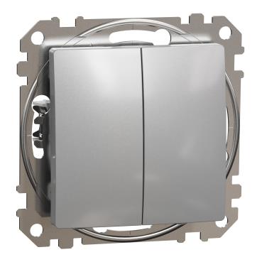 Вимикач 2-клавішний Schneider Electric, Sedna Design (алюміній)