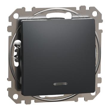 Вимикач 1-клавішний з підсвіткою Schneider Electric, Sedna Design (чорний)