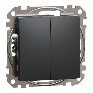Вимикач 2-клавішний Schneider Electric, Sedna Design (чорний)