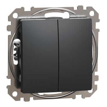 Перемикач 2-клавішний Schneider Electric, Sedna Design (чорний)