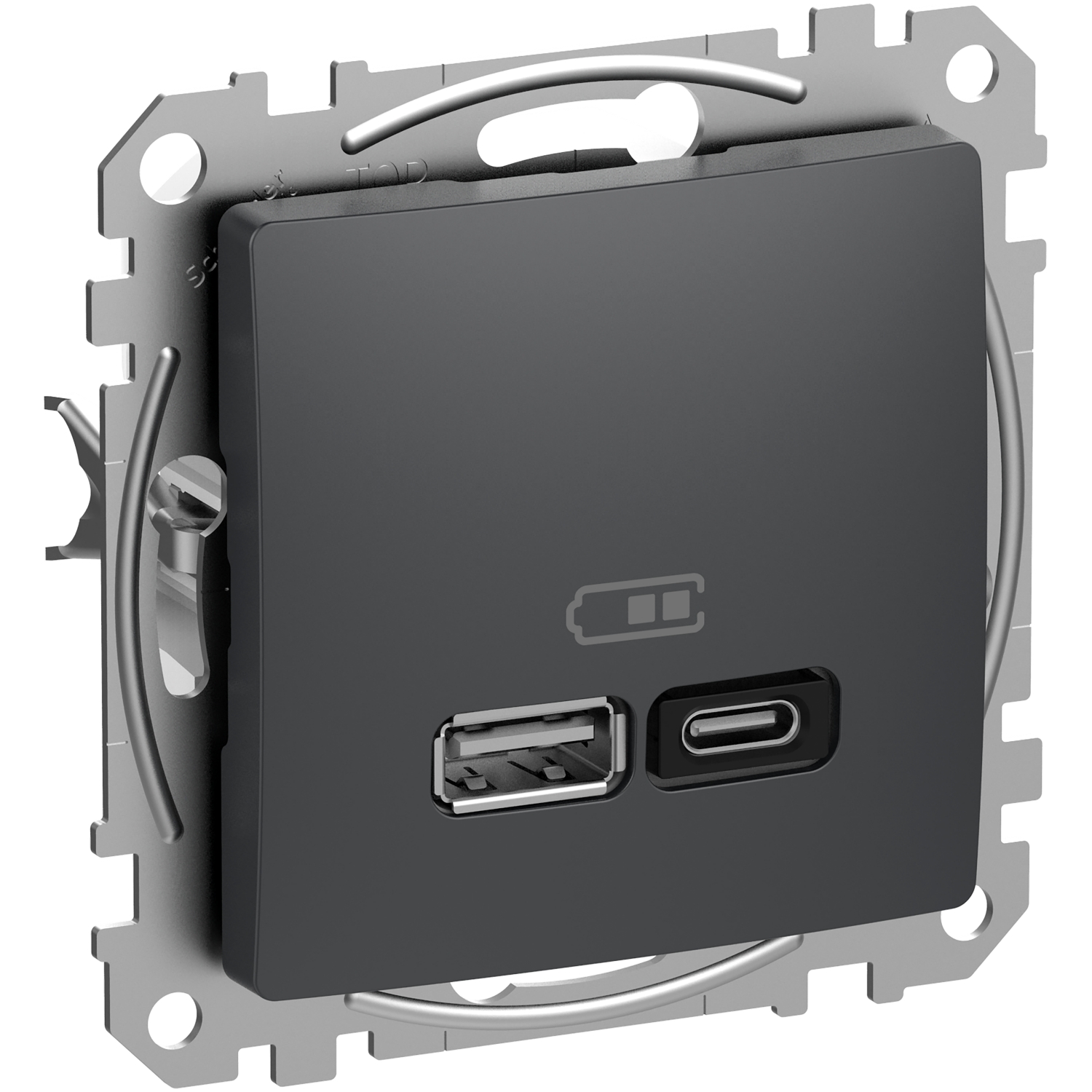 Розетка USB A+C Schneider Electric, Sedna Design (антрацит, 3A, 45Вт)