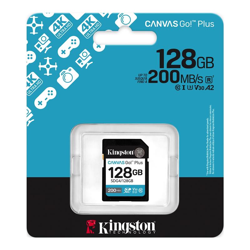 Карта пам'яті Kingston SD 128GB C10 UHS-I U3 V30 R200MB/s