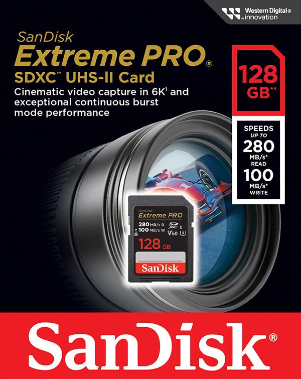 Карта пам'яті SanDisk SD 128GB C10 UHS-II U3 R280/W100MB/s Extreme Pro V60