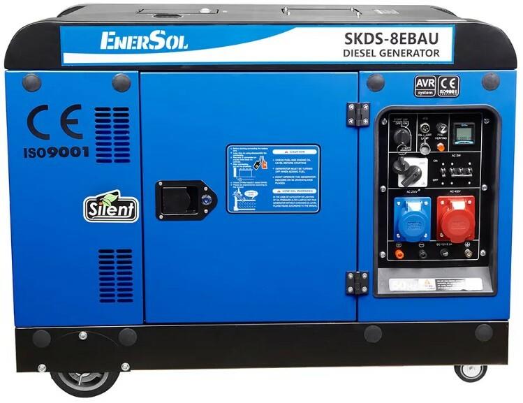 Генератор дизельний EnerSol, 230В/380В, 1/3 фази, 7.5/8кВт, електростартер, 221кг