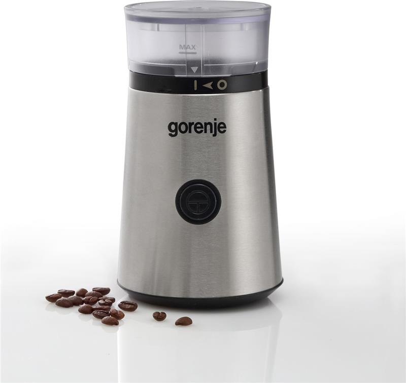 Кавомолка Gorenje роторна 150Вт, об'єм зерен-60г, метал, чорно-сріблястий