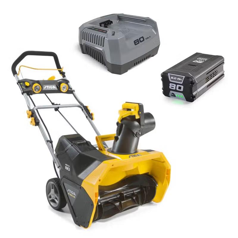 Снігоприбирач акумуляторний STIGA ST8051AE + 1111-9310-01 + 1111-9311-01 80В 1х5А·год ширина 51см викид 1-6м глибина 30см шнек 17.5см ЗП 15.8кг
