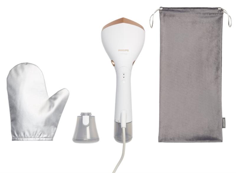 Відпарювач Philips компактний Series 7000, 1500Вт, 100 и 200мл, паровий удар -28гр, рукавичка, чохол, нерж. сталь, білий
