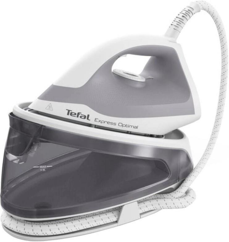Праска-парогенератор Tefal Express Optimal, 2200Вт, 1200мл, паровий удар -250гр, постійна пара - 110гр, керам. підошва, біло-сірий