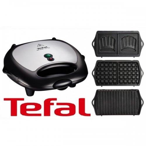 Мультимейкер Tefal Break time 700Вт, тефлон, 3 пластини, корпус-пластик, чорно-сріблястий