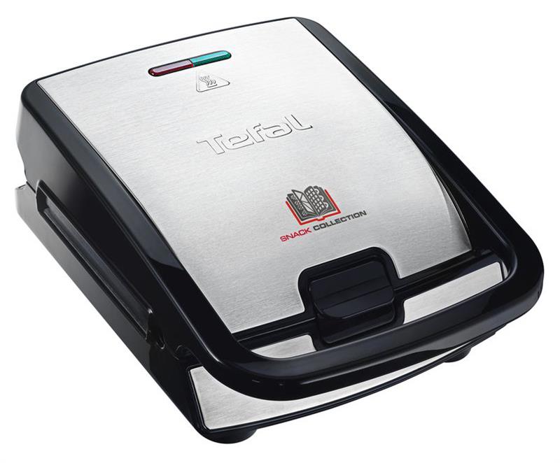 Мультимейкер Tefal Snack collection 700Вт, тефлон, 3 пластини, корпус-нержав.сталь/пластик, чорний