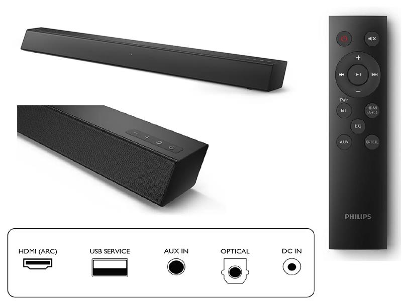 Звуковая панель Philips TAB5105 2.0, 30W, HDMI ARC, Wireless